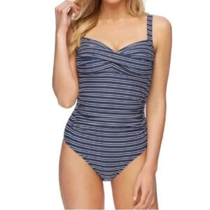 Nip Tuck Multicup Swimsuit Sz 10. Navy/White